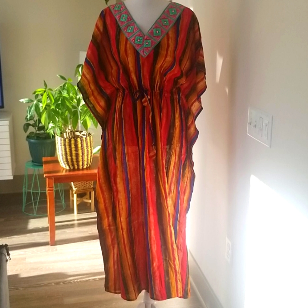 COPY - Cotton one size Kaftan with string tie on waist.